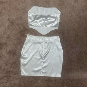 Satin corset and skirt